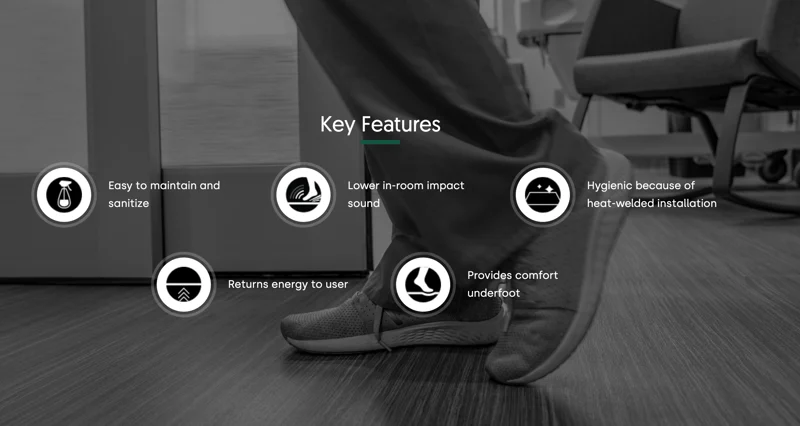 ECOsurfaces, Rx Collection, high-performance flooring, Sylvan Rx, Meridian Rx, Marlowe Rx, ergonomic flooring, sound control, comfort underfoot,